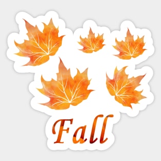 Celebrate Fall with Orange Watercolor Autumn Leaves Sticker